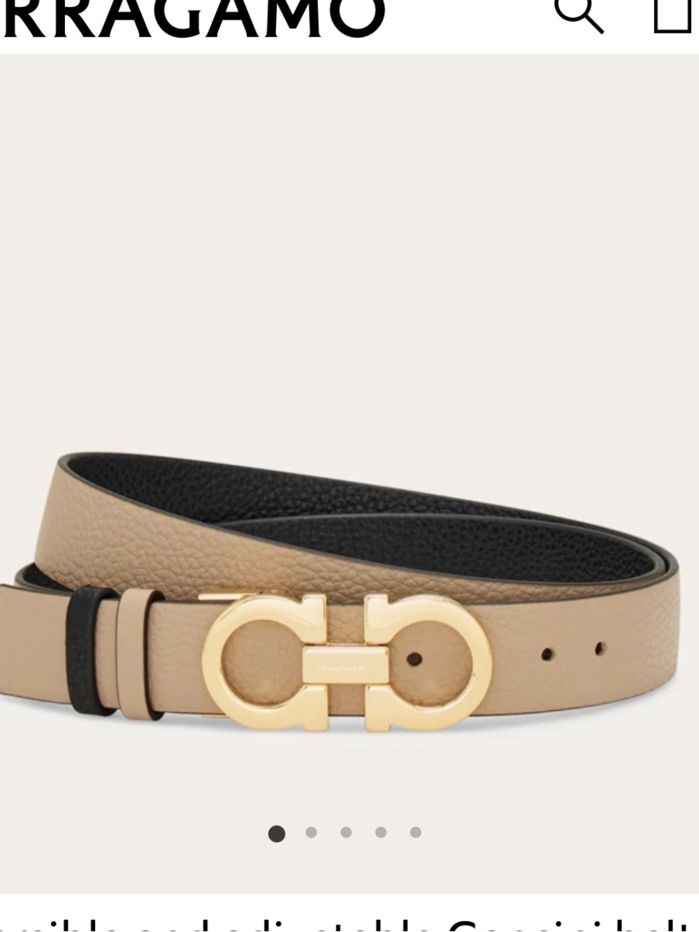 Salvatore Ferragamo Reversible Adjustable Gancini belt - Black/Beige/Gold HW